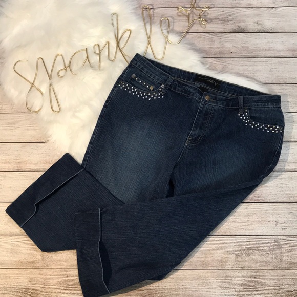 Venezia Denim - Venezia crop rhinestone denim jeans size 16